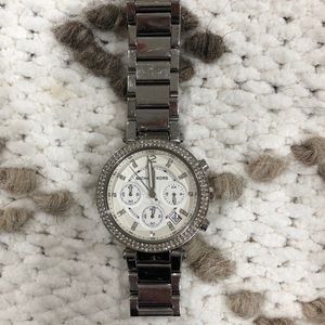 MK silver watch with rhinestone